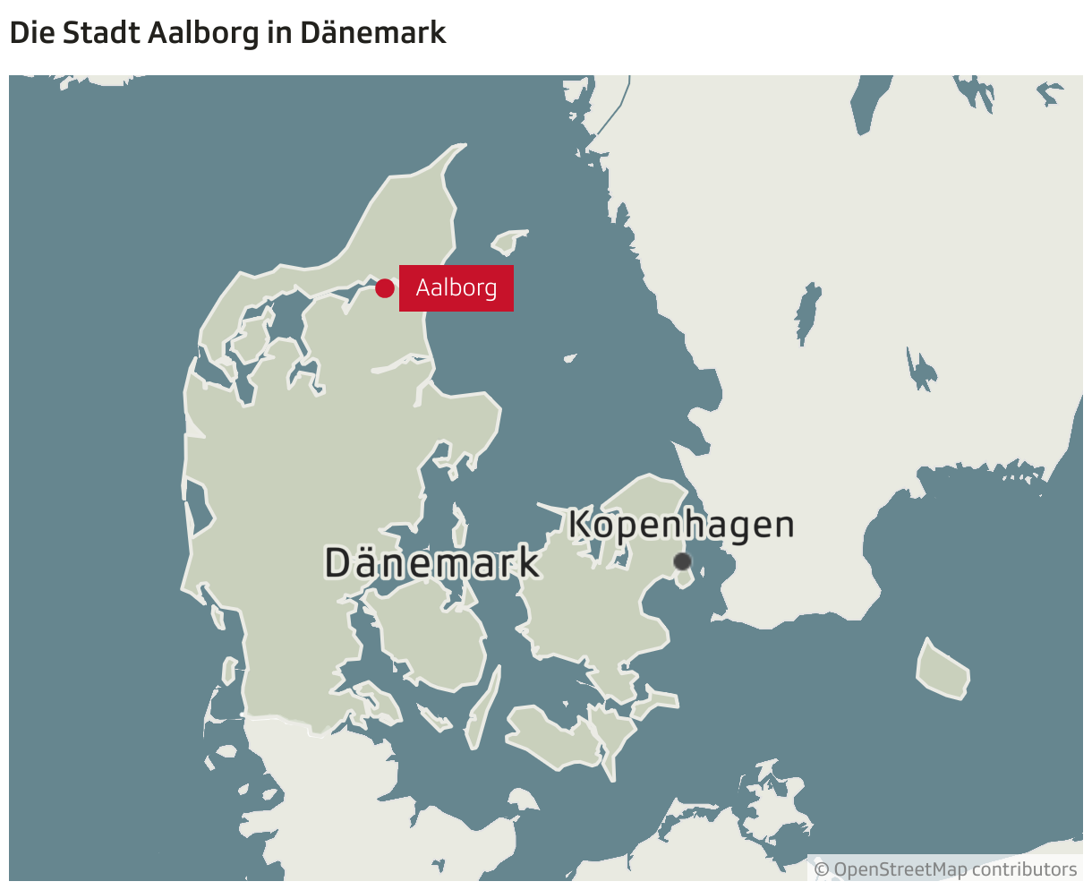 Die Stadt Aalborg in Dänemark (Locator-Karte)