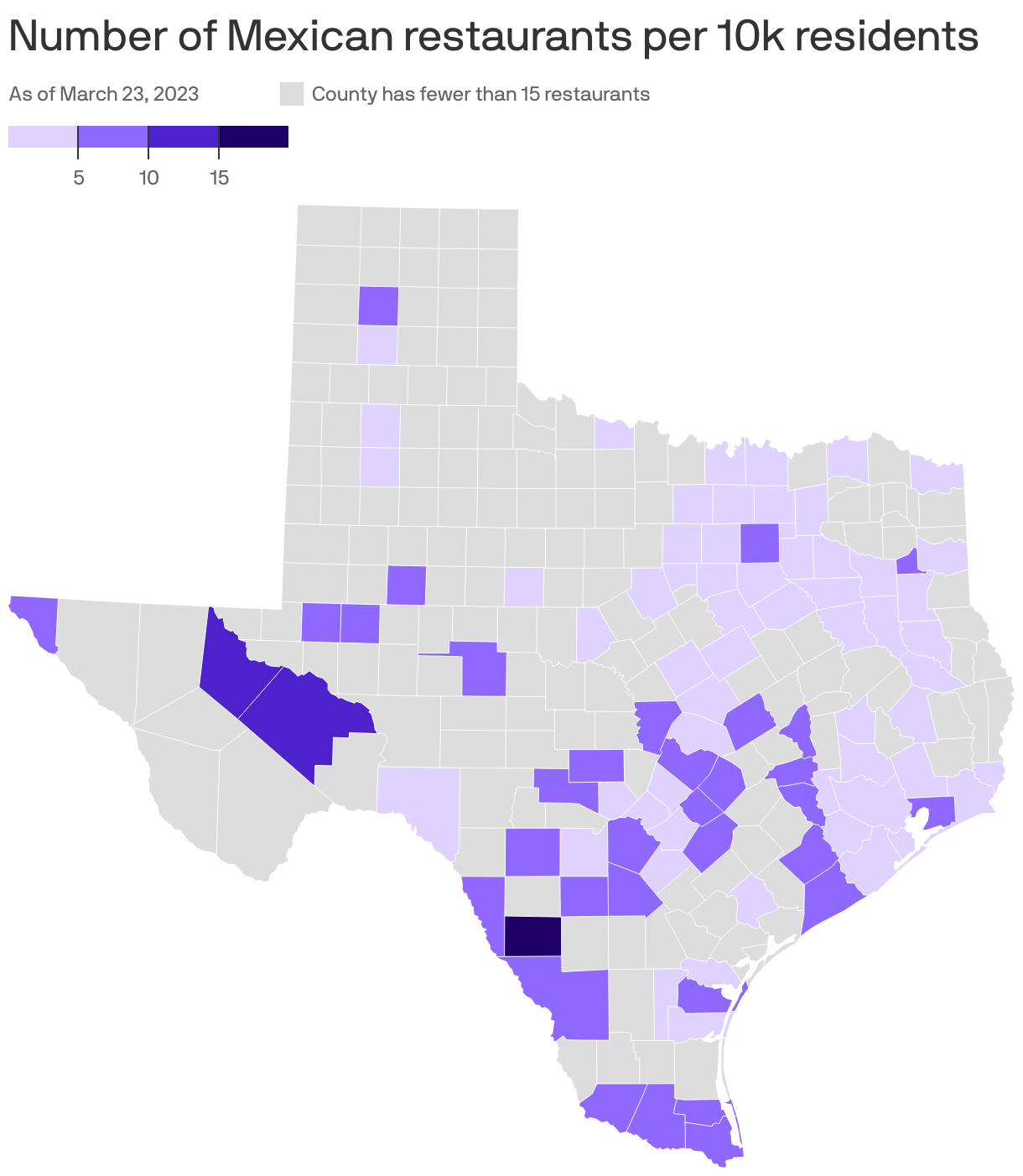 Number of Mexican restaurants per 10k residents
