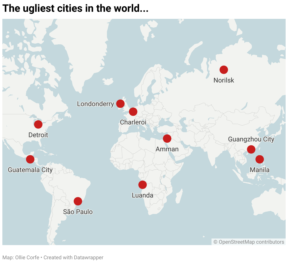 Map of ugliest cities.