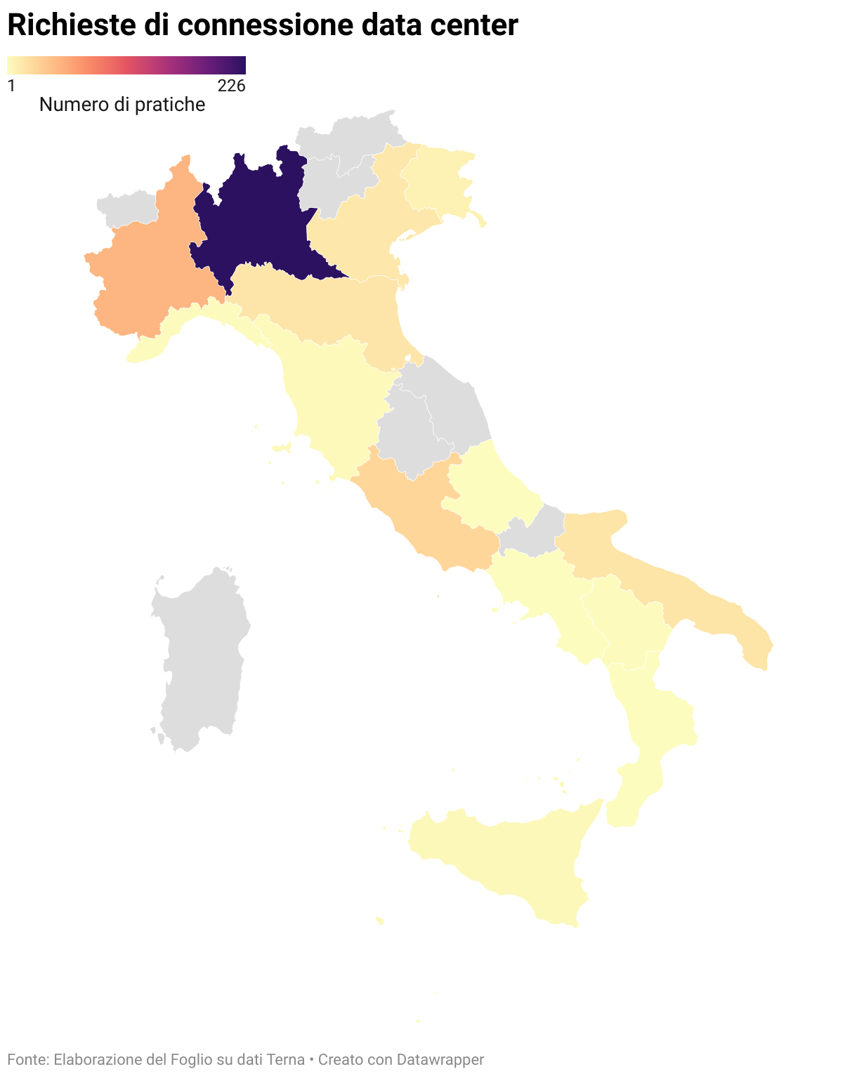 Richieste di connessione data center (Mappa coropletica)