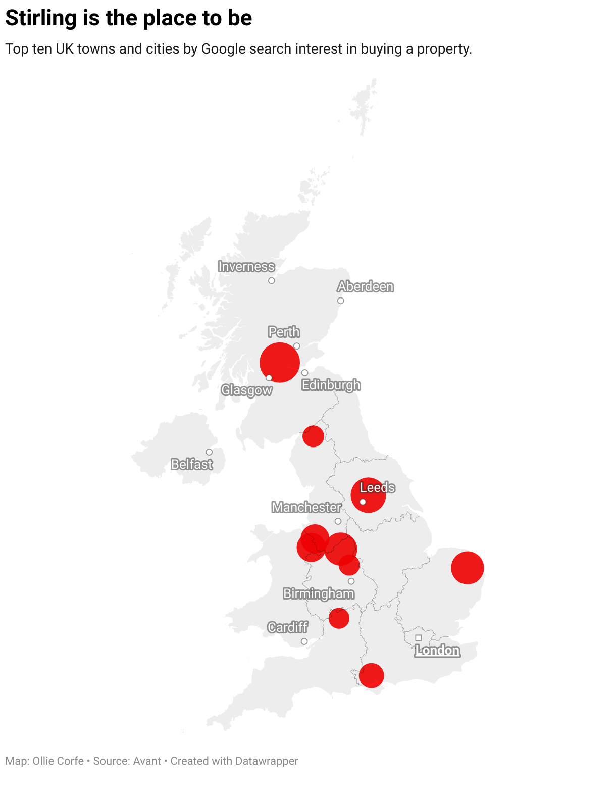 UK map according to house buy search traffic.