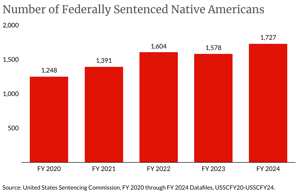 Number of Native American Sentenced Individuals (Column Chart)