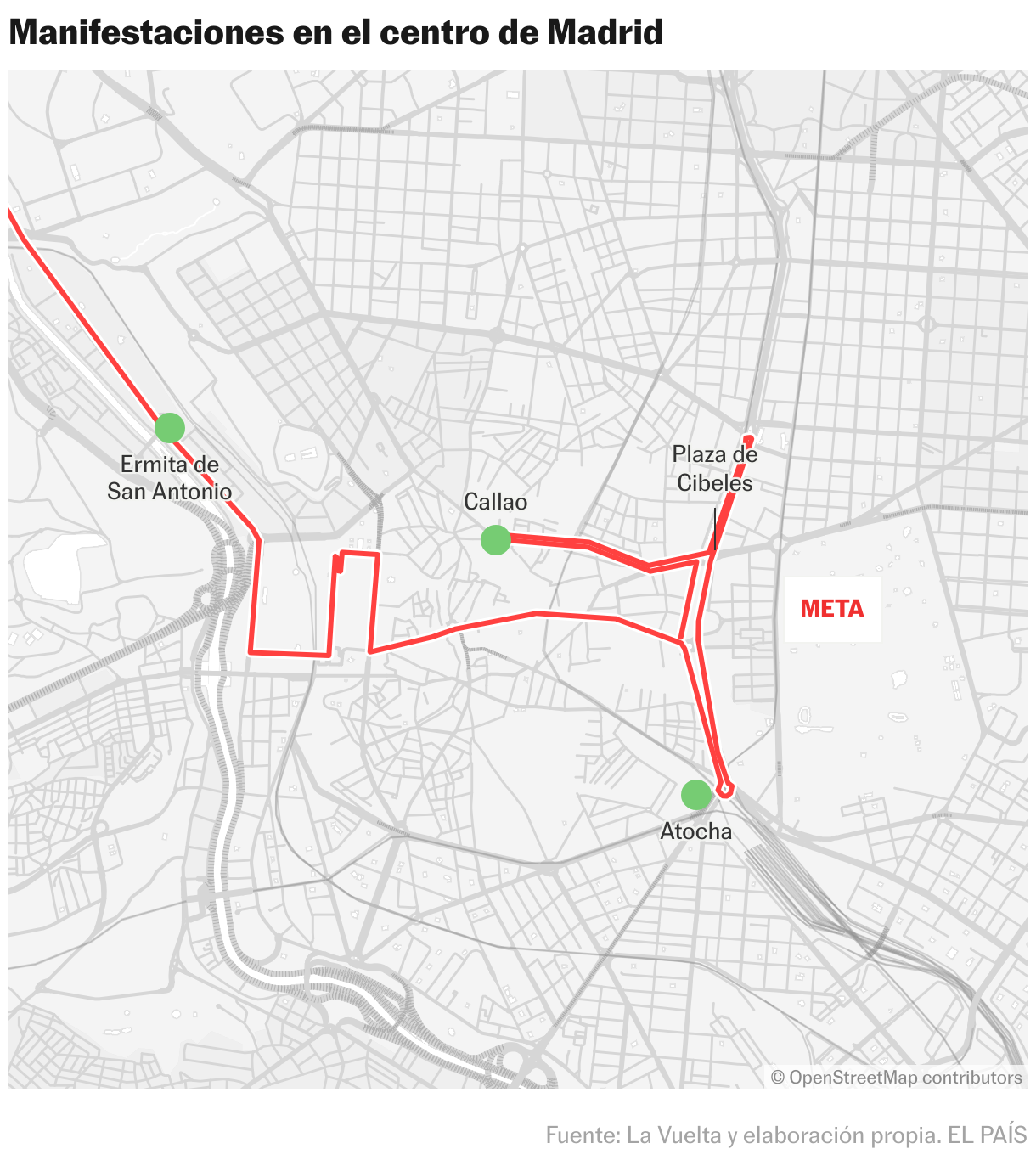 Manifestaciones en el centro de Madrid (Mapas de ubicación)