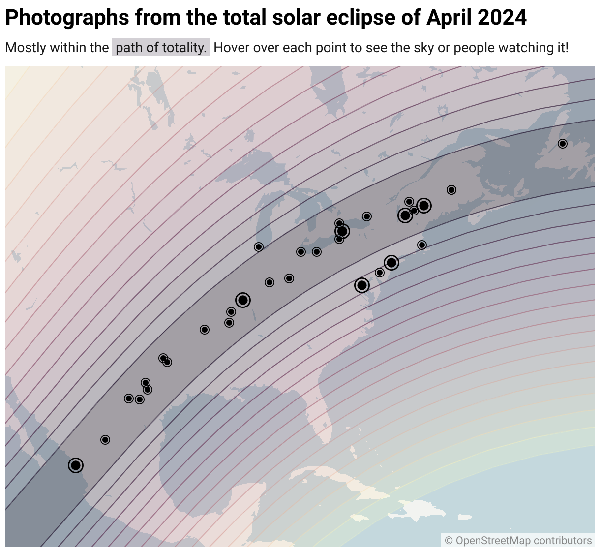 Photographs from the total solar eclipse of April 2024 