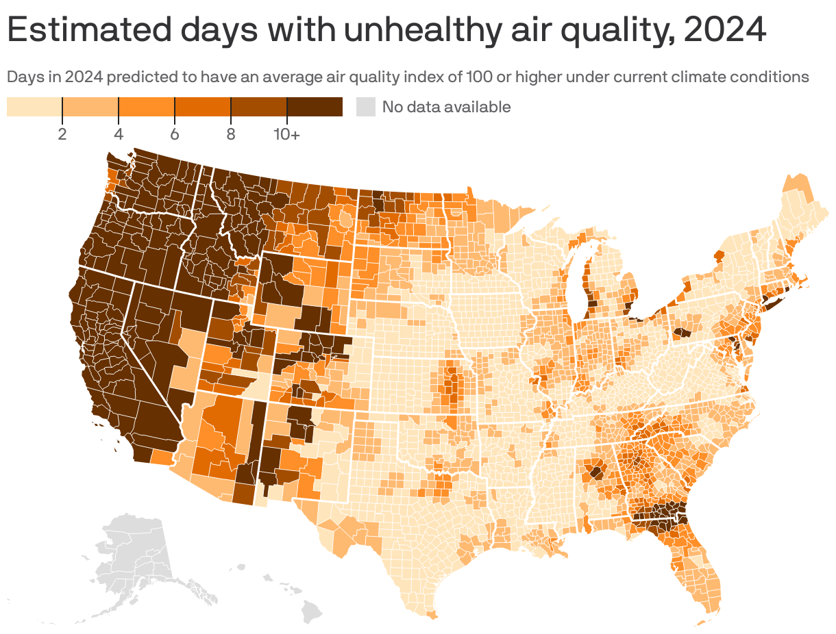 Estimated days with unhealthy air quality, 2024