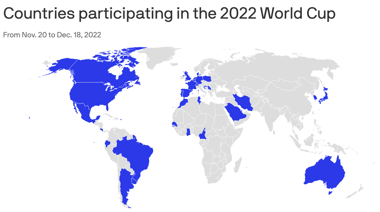 Countries participating in the 2022 World Cup