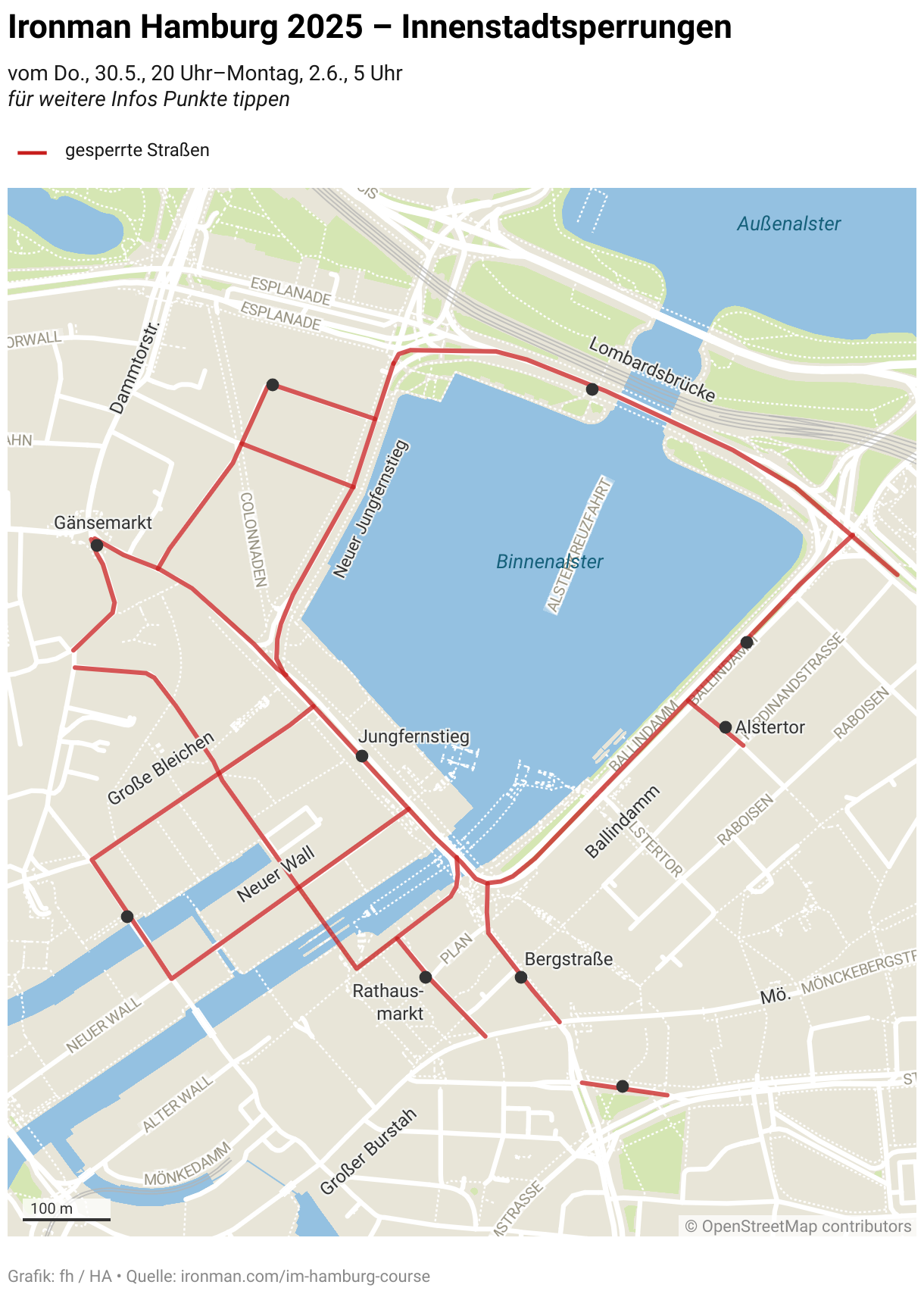 Ironman Hamburg 2022 Sperrung Karte