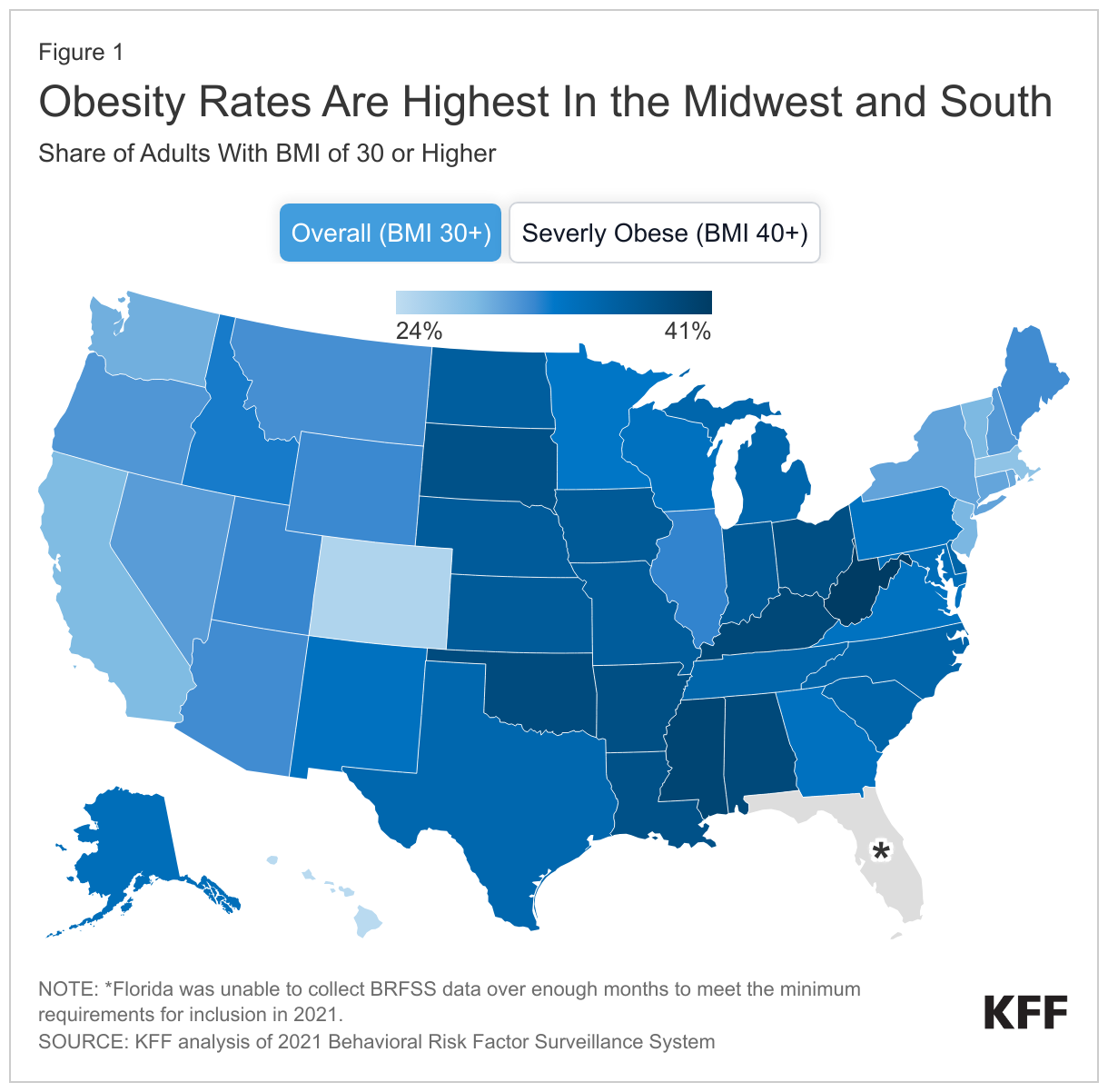 Obesity Rates Are Highest In the Midwest and South data chart