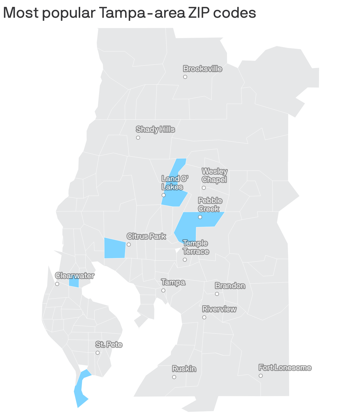 Most popular Tampa-area ZIP codes