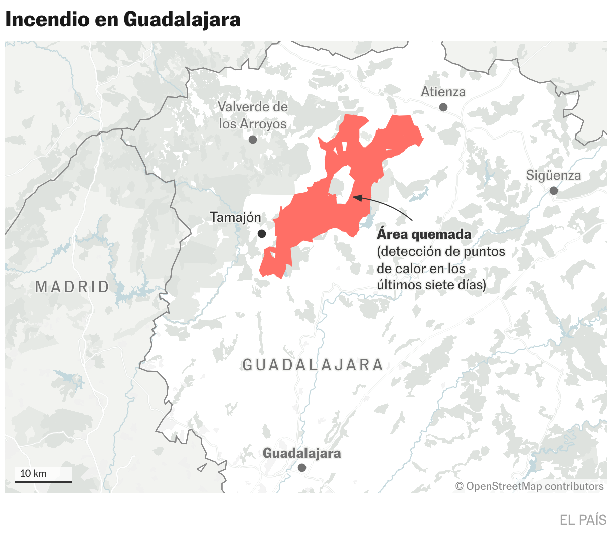 Incendio en Guadalajara (Mapas de ubicación)