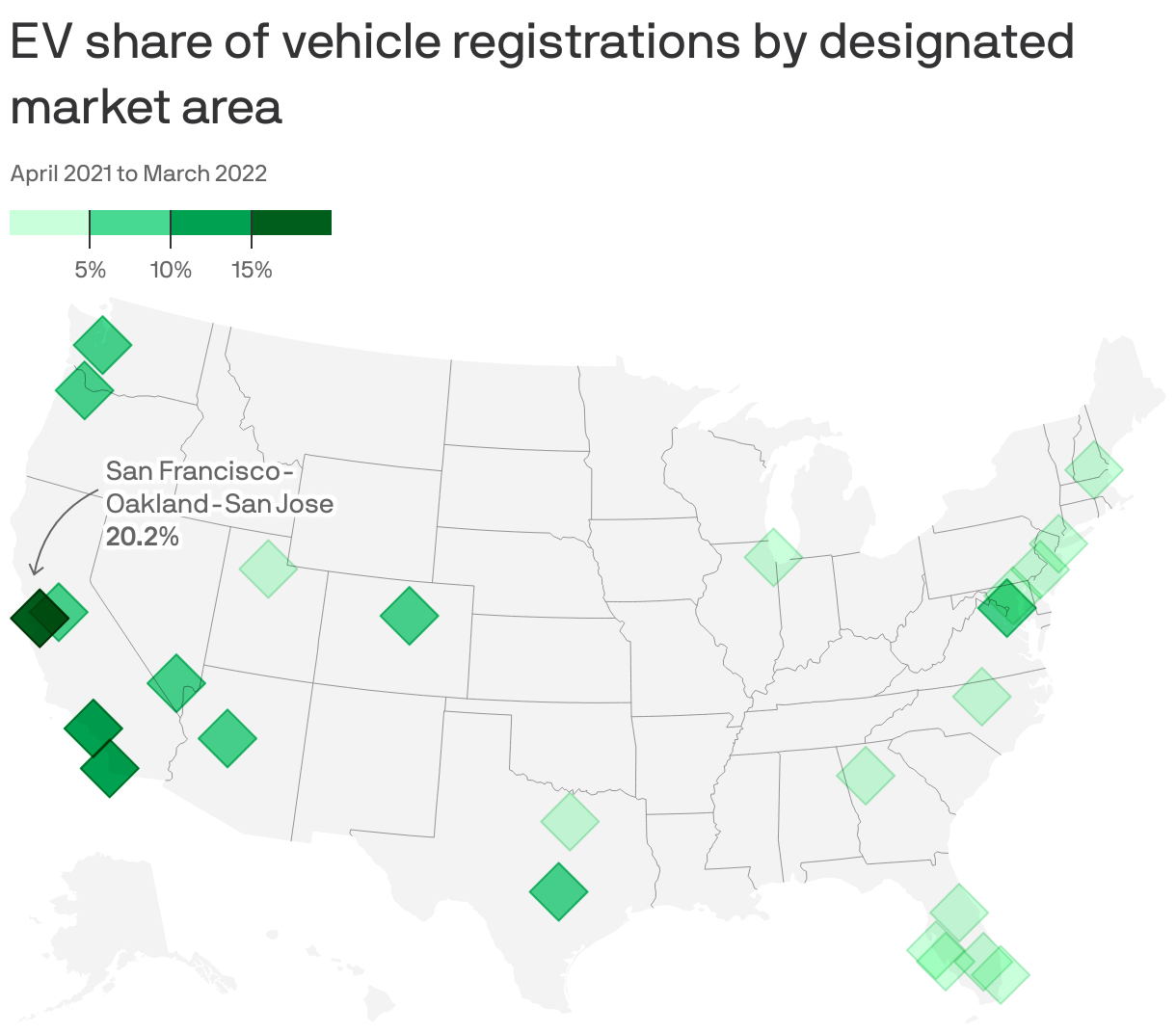 EV share of vehicle registrations by designated market area