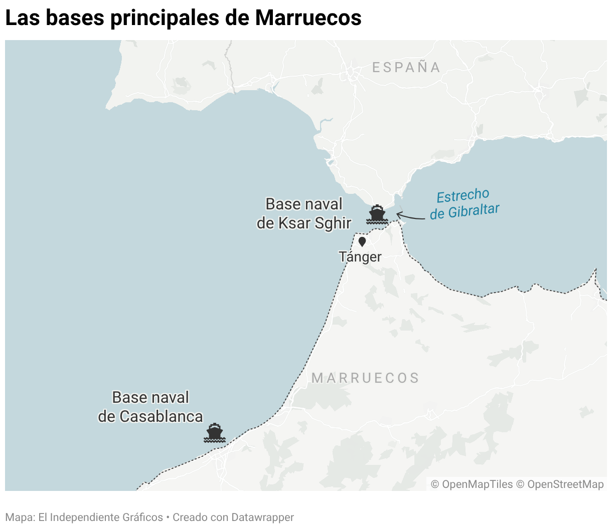 Las bases principales de Marruecos (Mapas de ubicación)