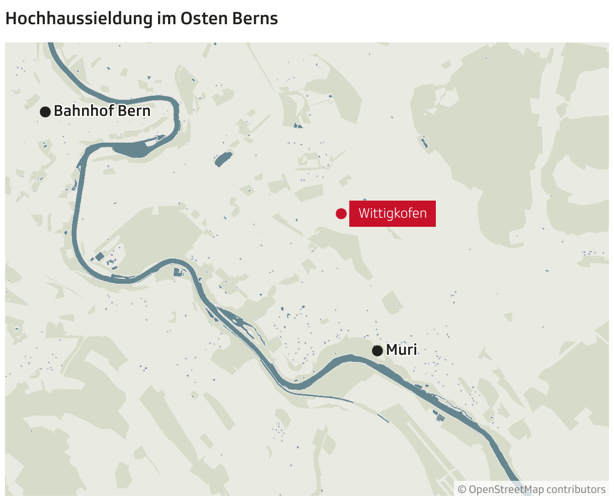 Hochhaussieldung im Osten Berns (Locator-Karte)