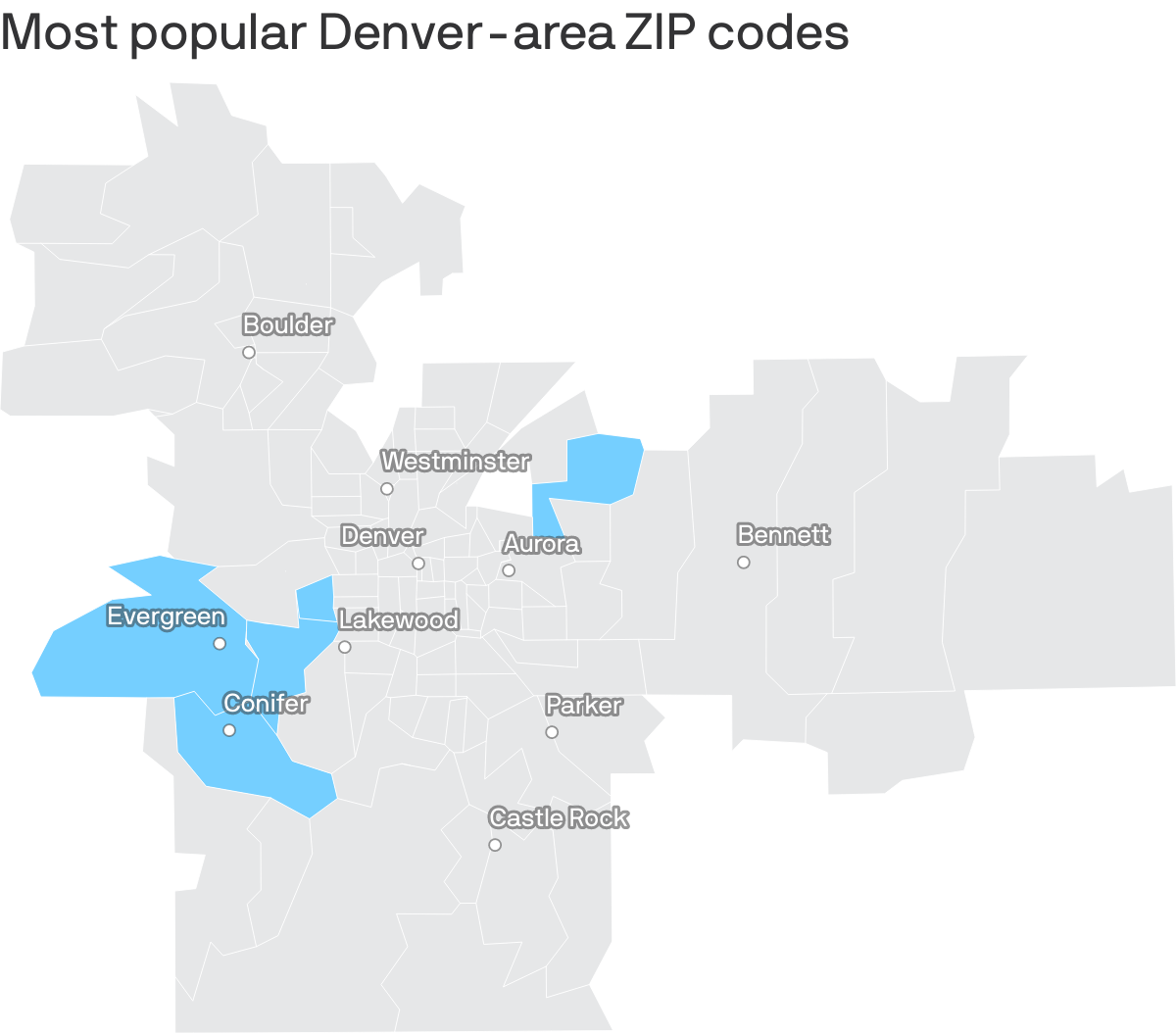 Most popular Denver-area zip codes