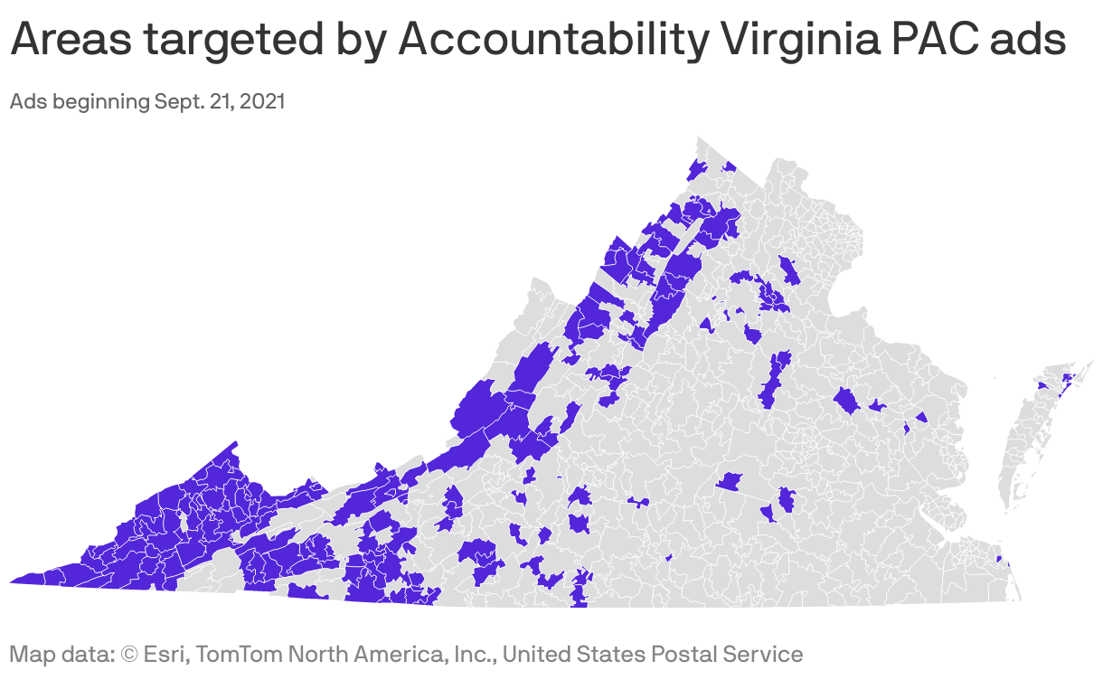 Areas targeted by Accountability Virginia PAC ads