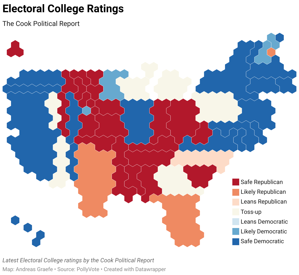 Map of Cook Political Report Ratings of the Electoral College 2024