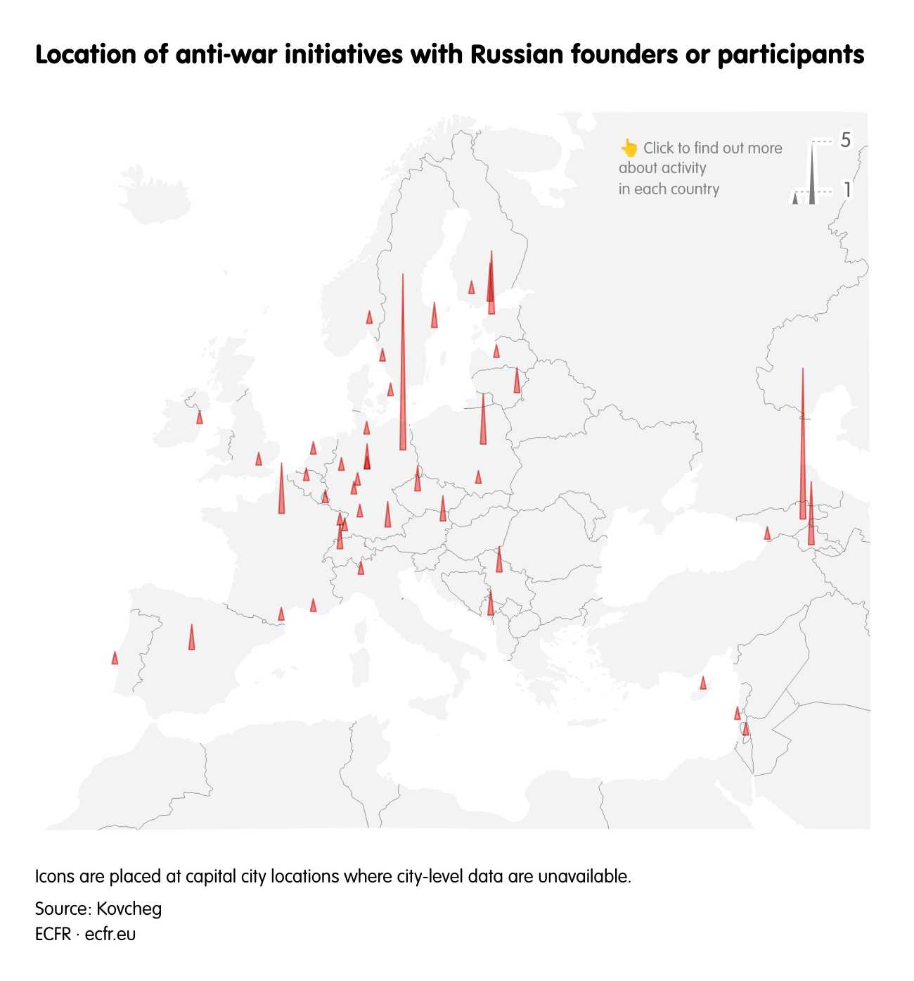 Location of anti-war initiatives with Russian founders or participants