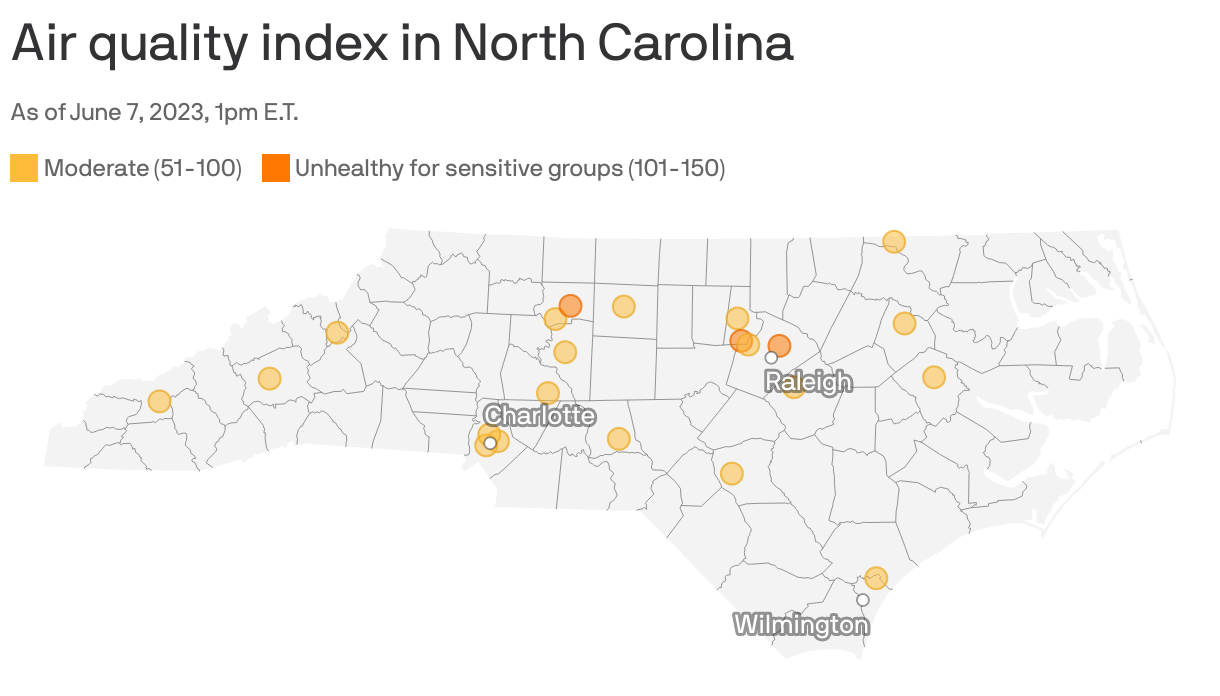 Air quality index in North Carolina