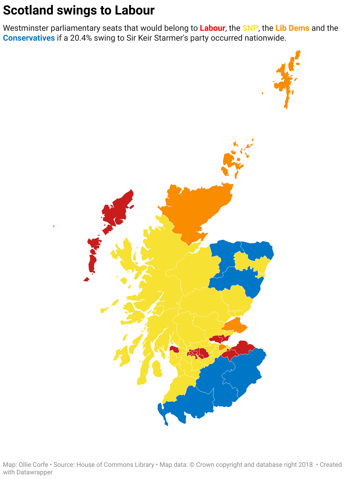 Scottish Labour swing map.