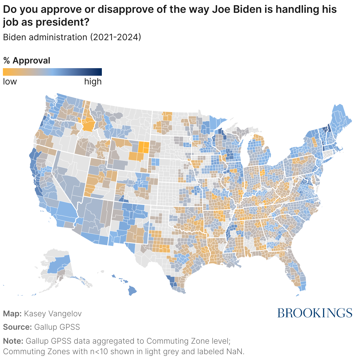 Do you approve or disapprove of the way Joe Biden is handling his job as president? (Choropleth map)