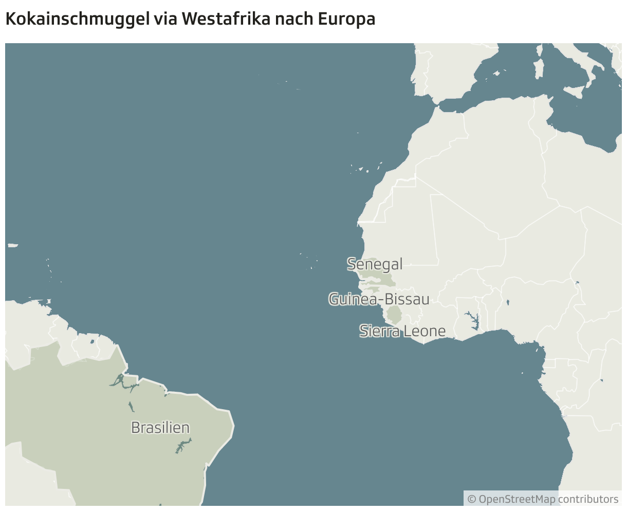 Kokainschmuggel via Westafrika nach Europa (Locator-Karte)