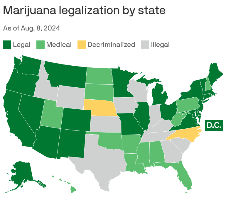 States Where Marijuanas Legal 2024 Map Hilde Laryssa