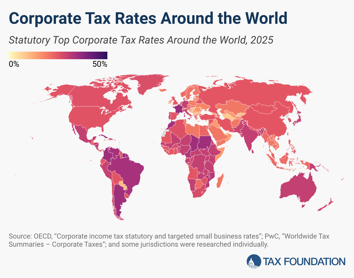 Corporate Tax Rates Around the World (Choropleth map)