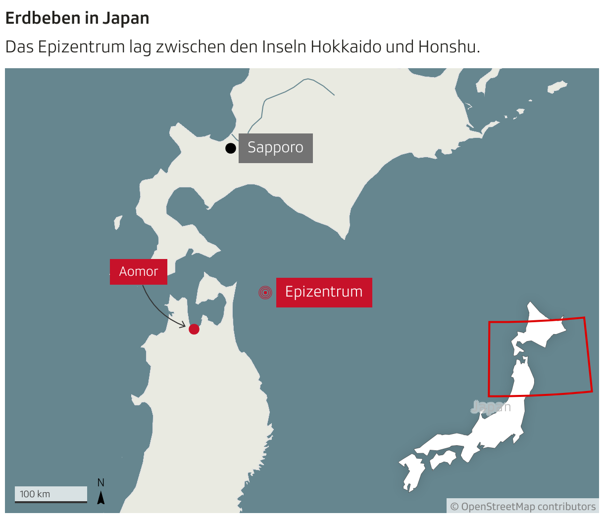 Erdbeben in Japan (Locator-Karte)