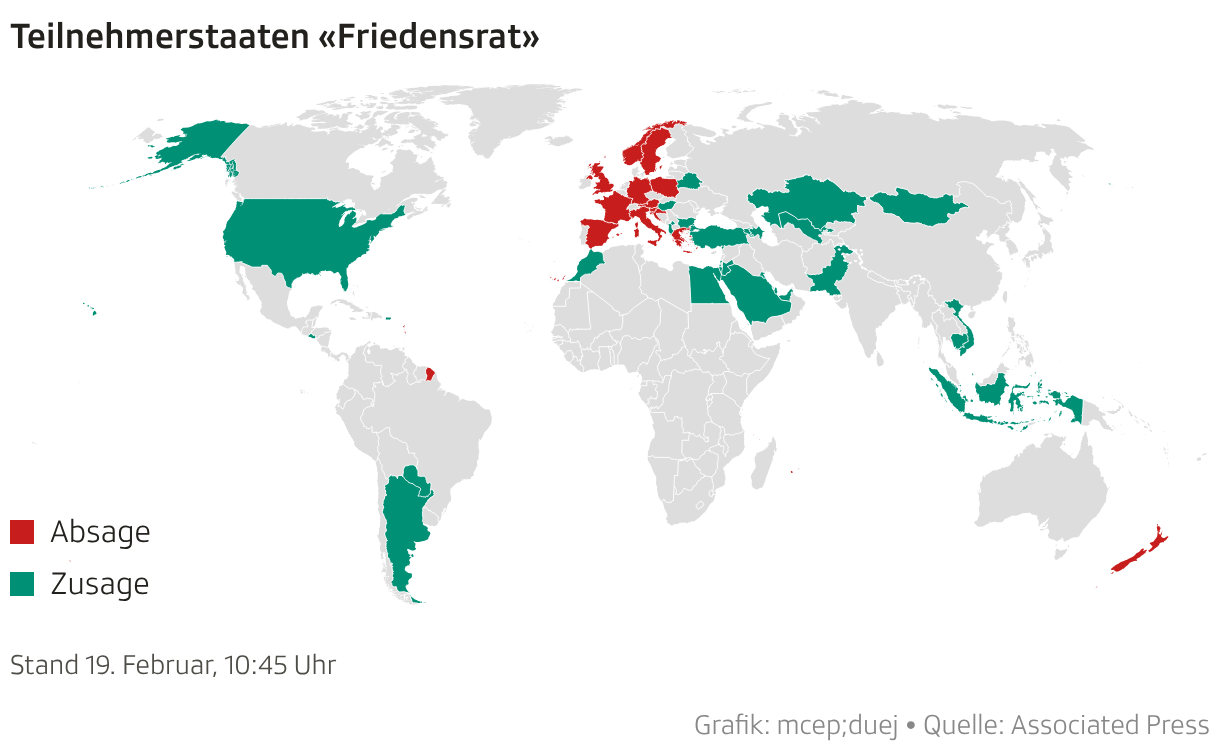 Teilnehmerstaaten «Friedensrat» (Choroplethen-Karte)