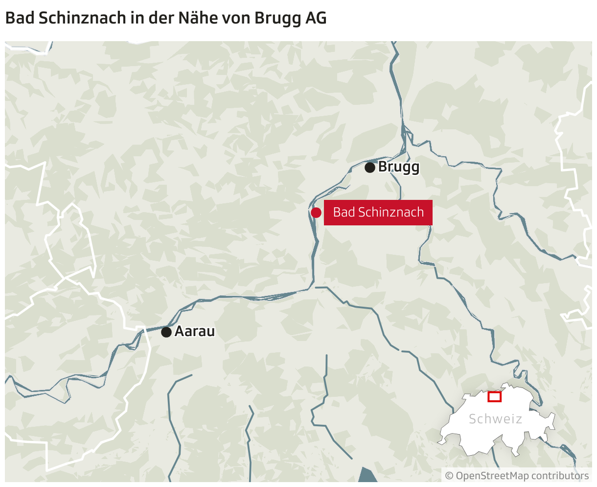 Bad Schinznach in der Nähe von Brugg AG (Locator-Karte)