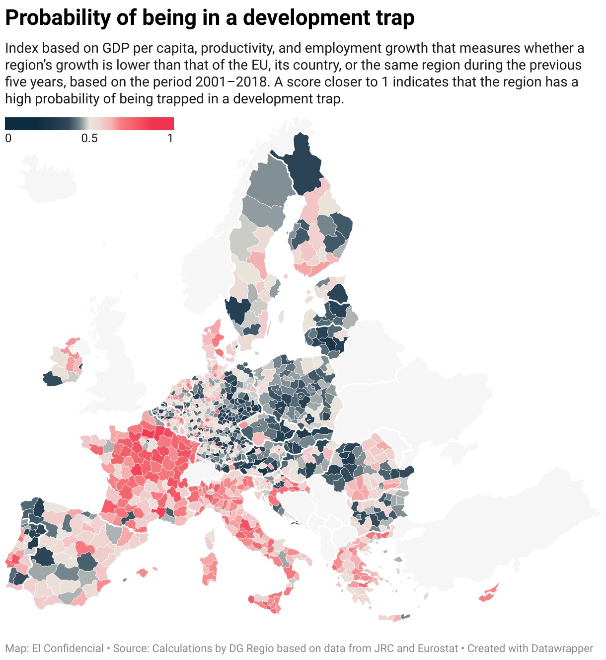 Probability of being in a development trap (Choropleth map)