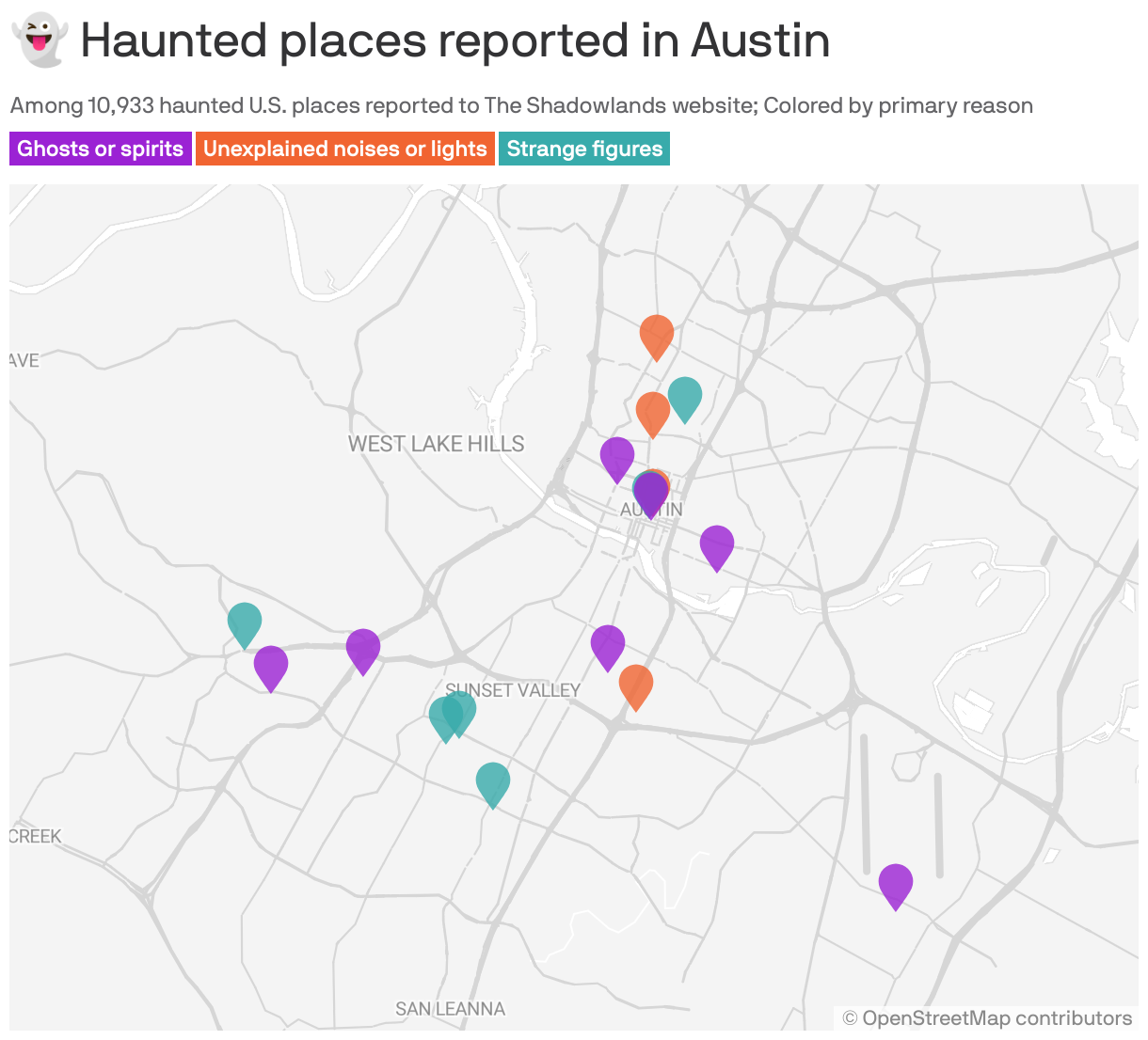 👻 Haunted places reported in Austin
