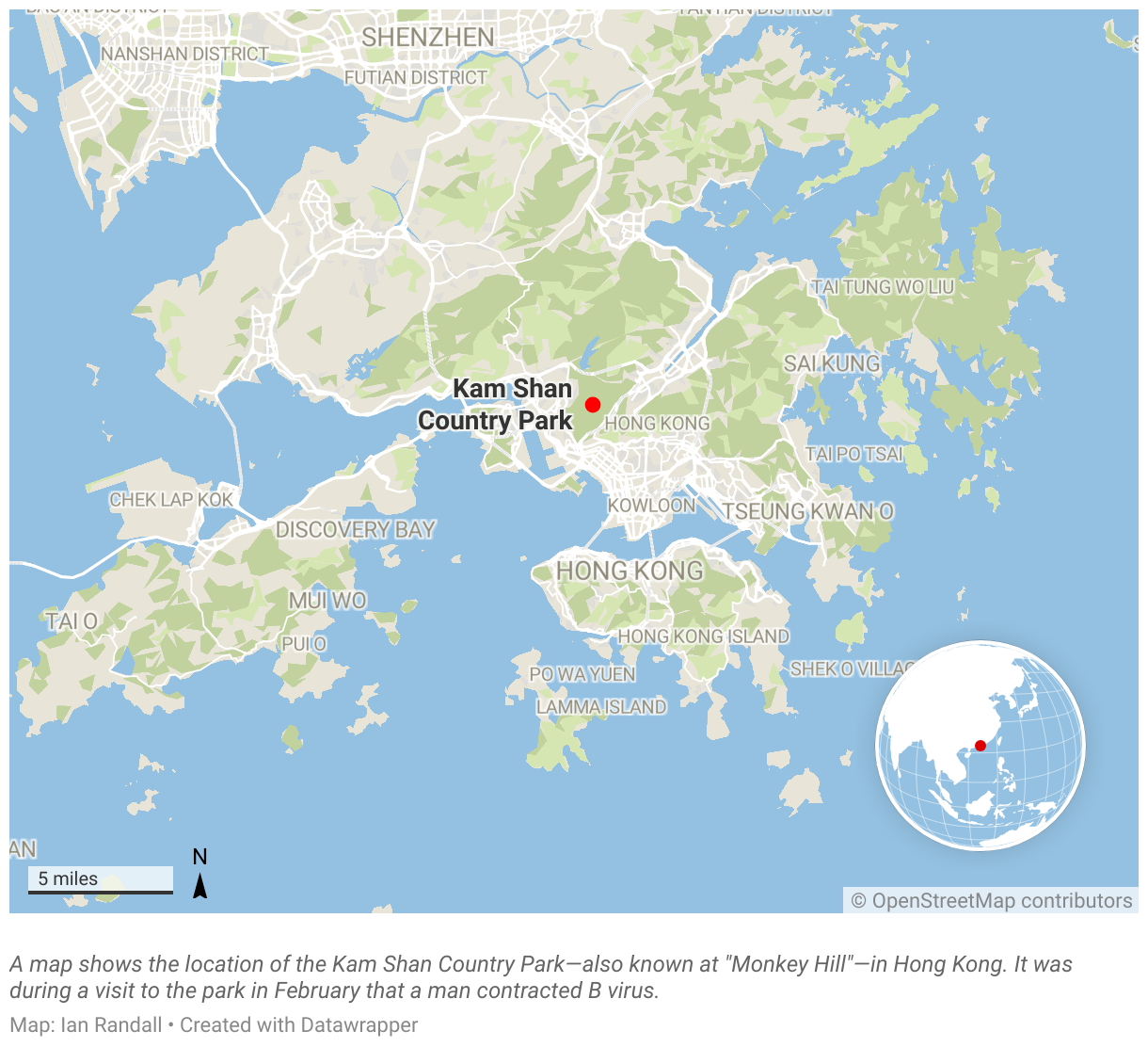 A map shows the location of the Kam Shan Country Park—also known at 