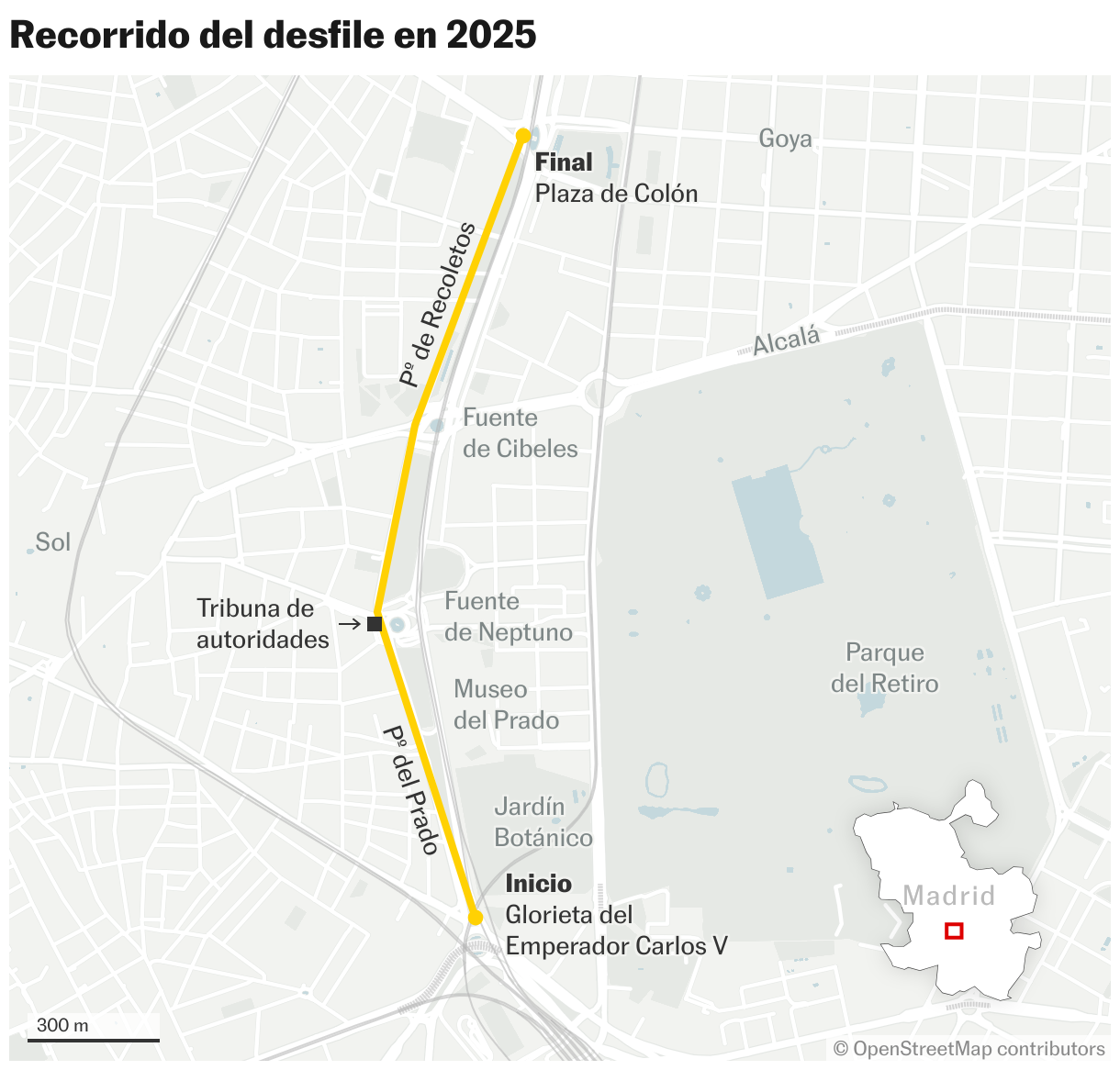 Recorrido del desfile en 2025 (Mapas de ubicación)