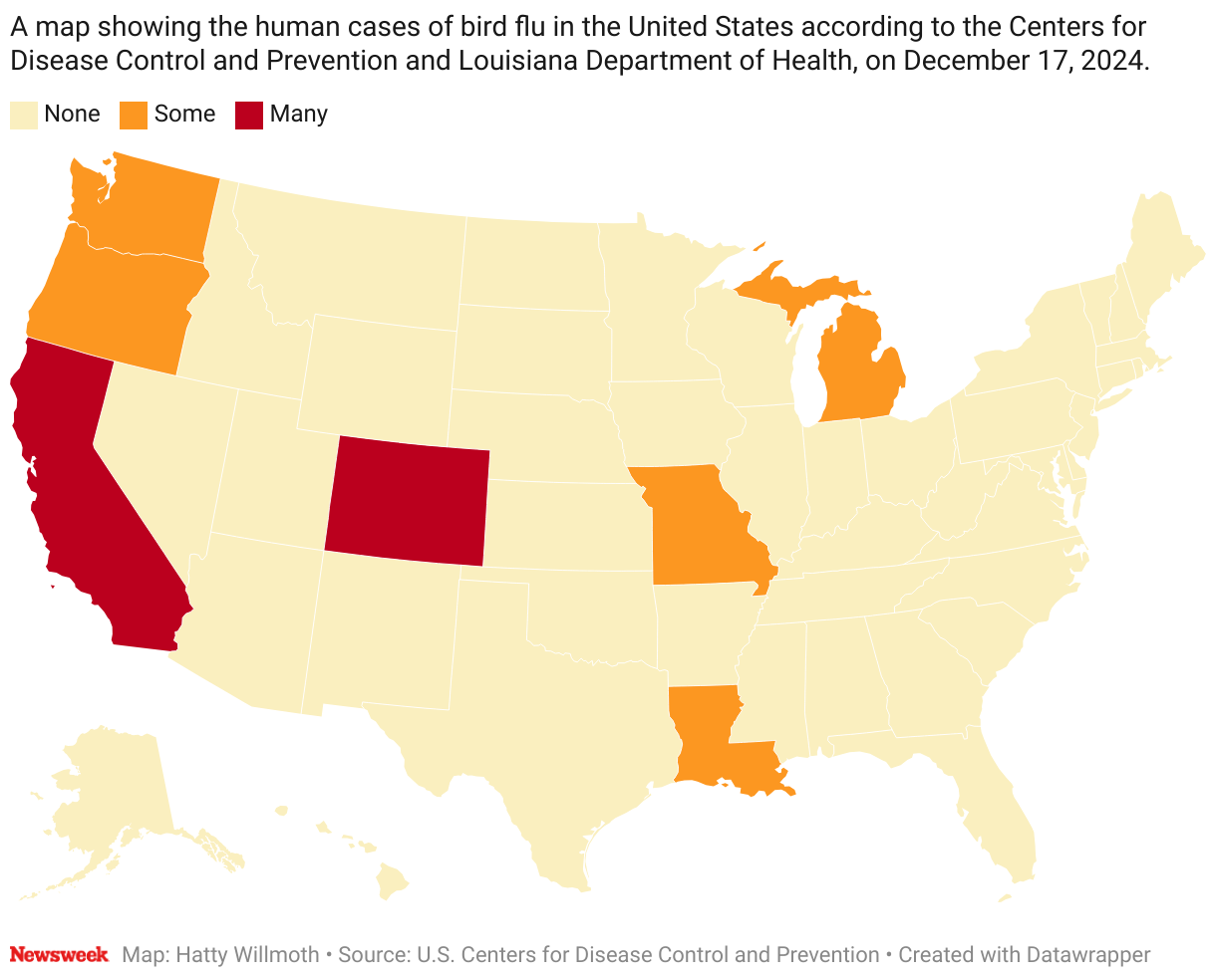 Bird Flu Update: Map Reveals States Where Cases Rising - Newsweek