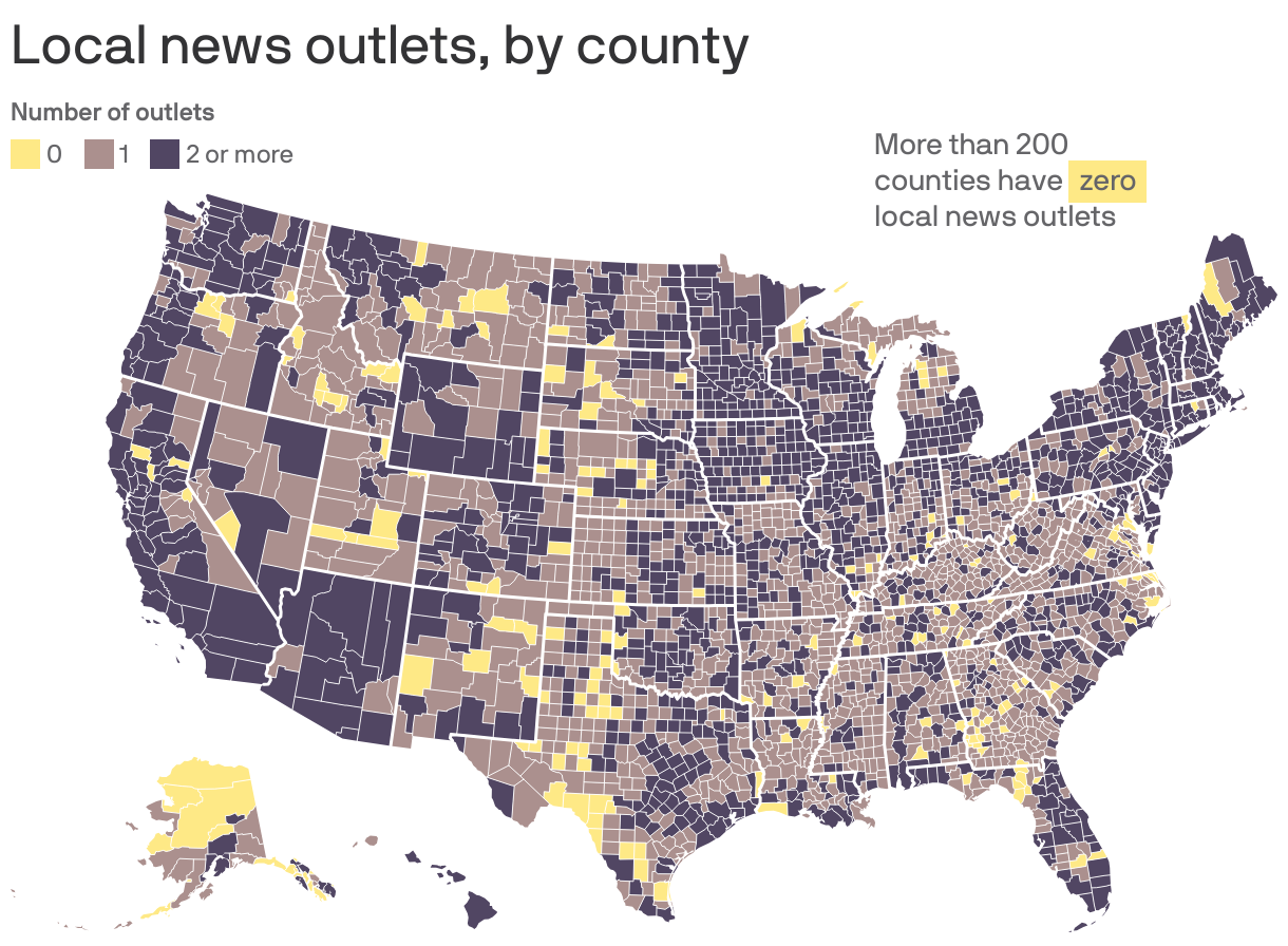 Local news outlets, by county