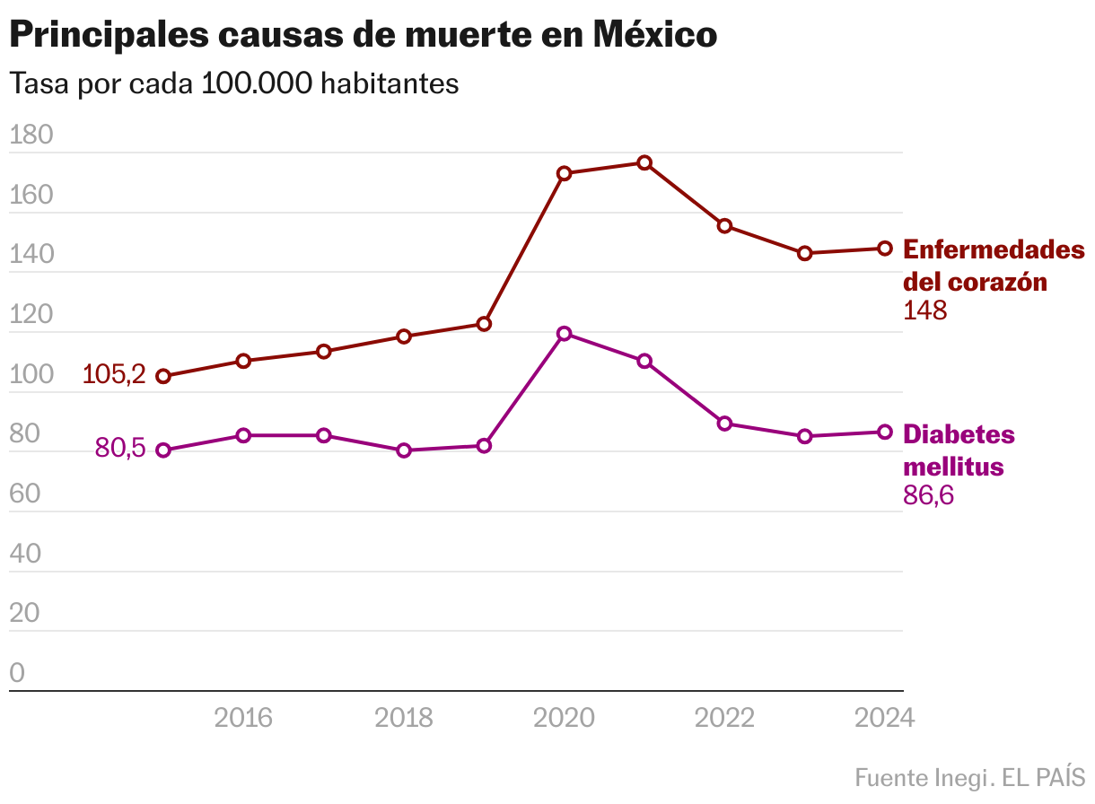 Principales causas de muerte en México (Líneas)