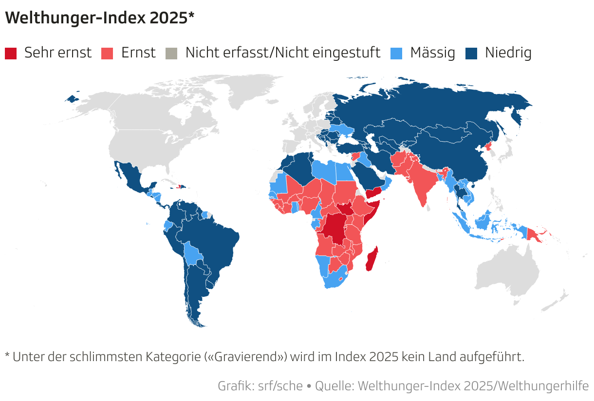 Welthunger-Index 2025* (Choroplethen-Karte)