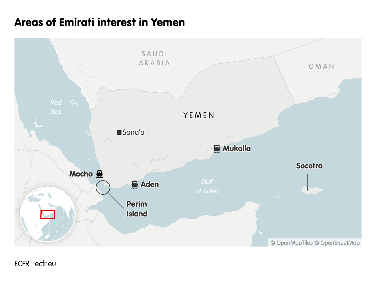 Areas of Emirati interest in Yemen