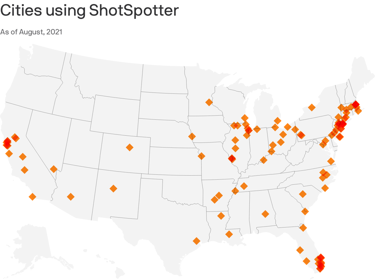 Cities using ShotSpotter