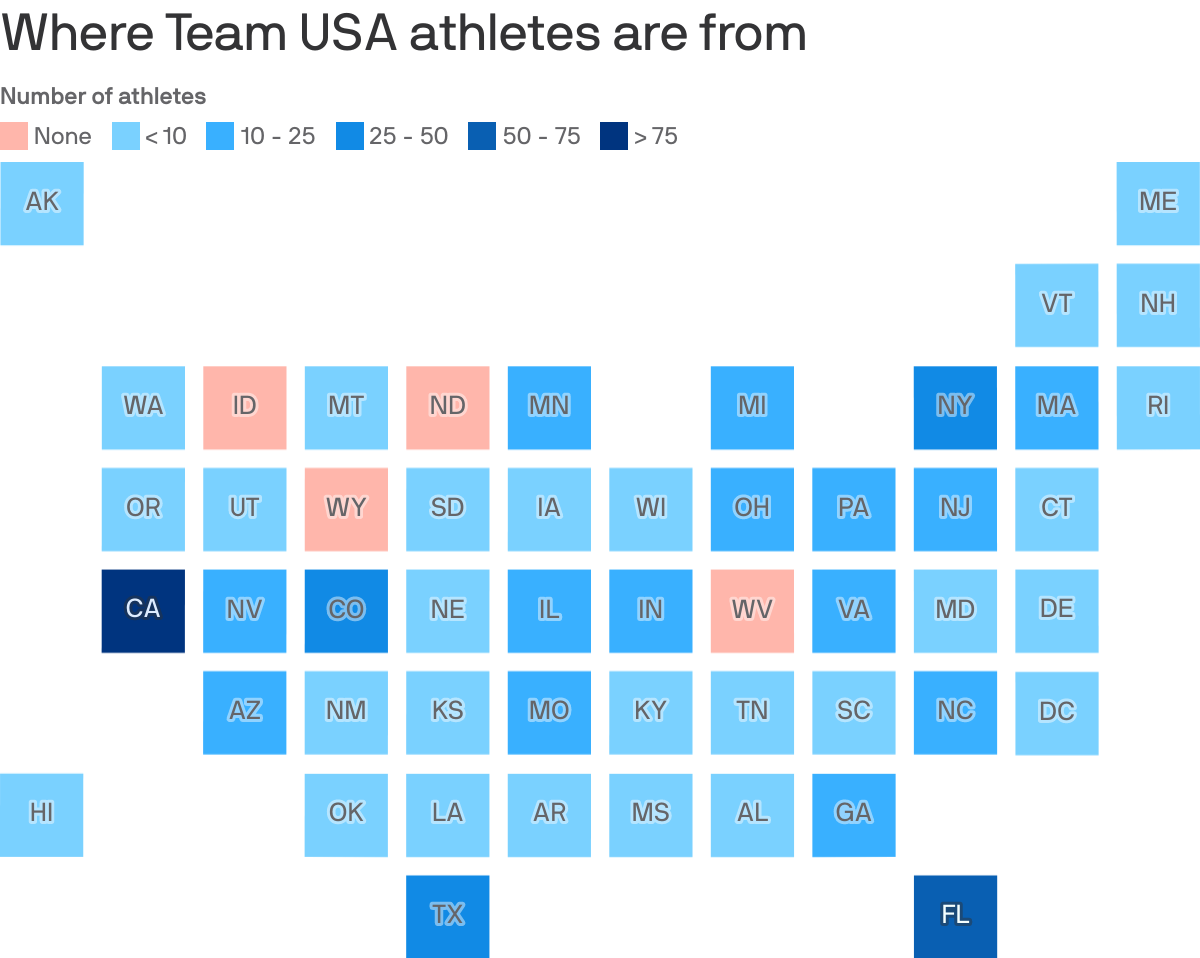 Where Team USA athletes are from
