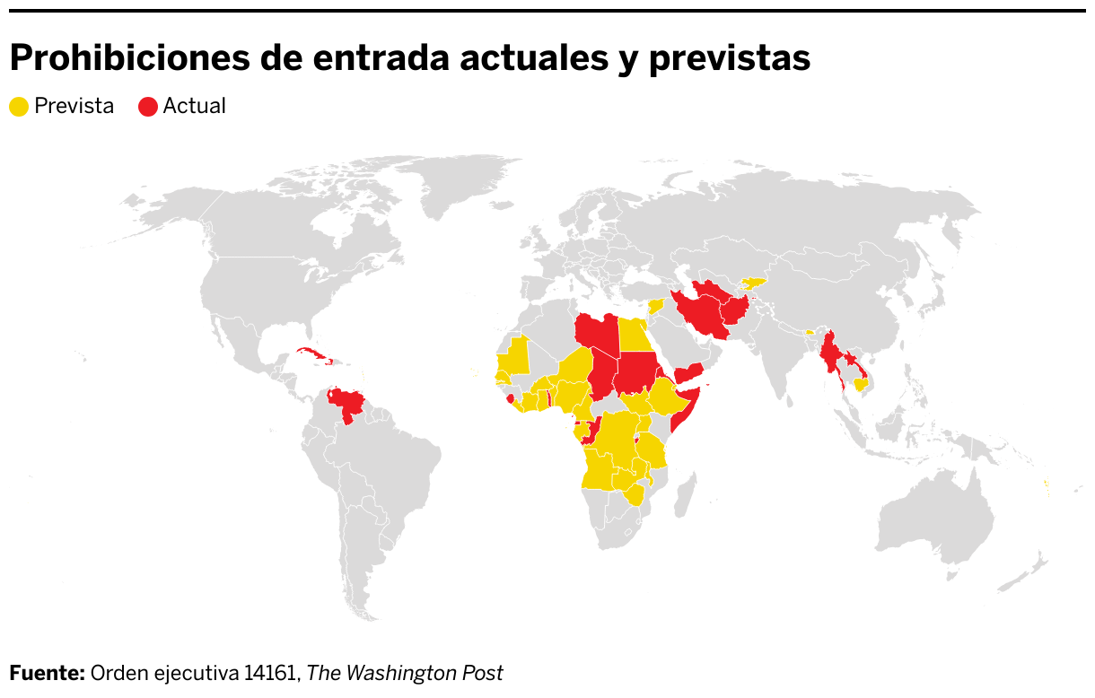 Prohibiciones de entrada actuales y previstas (Choropleth map)