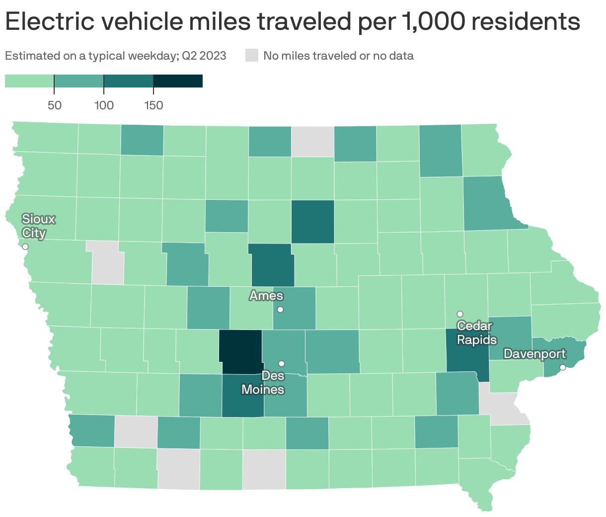 Electric vehicle miles traveled per 1,000 residents