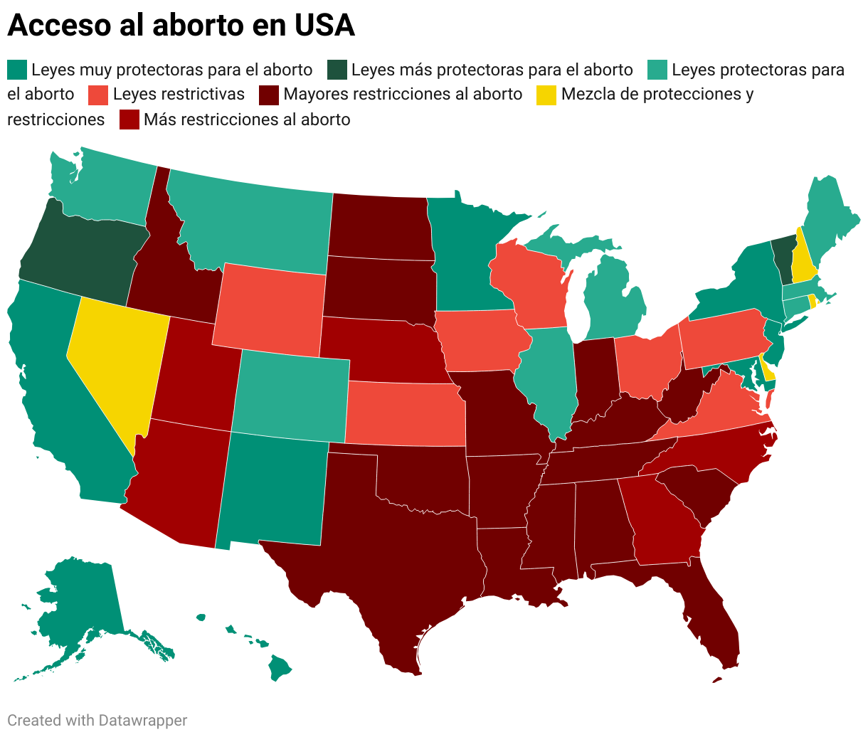 Acceso al aborto en USA (Choropleth map)