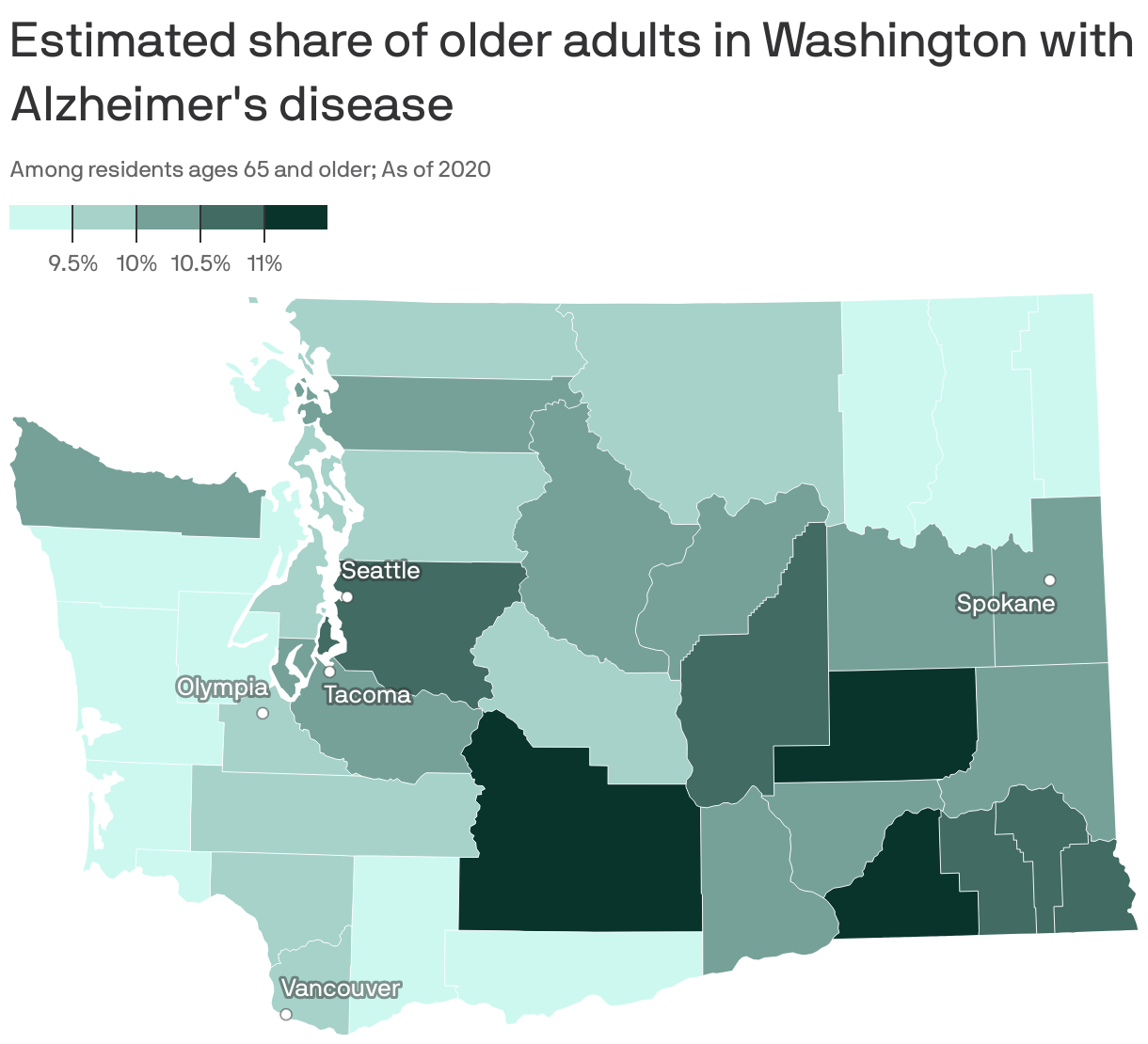 Estimated share of older adults in Washington with Alzheimer's disease