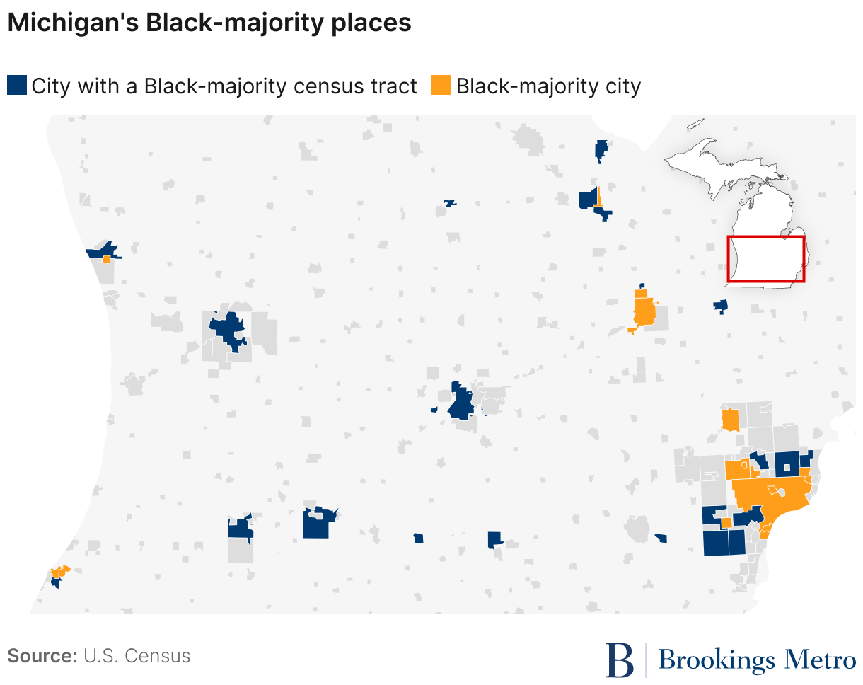 Michigan's Black-majority places (Choropleth map)
