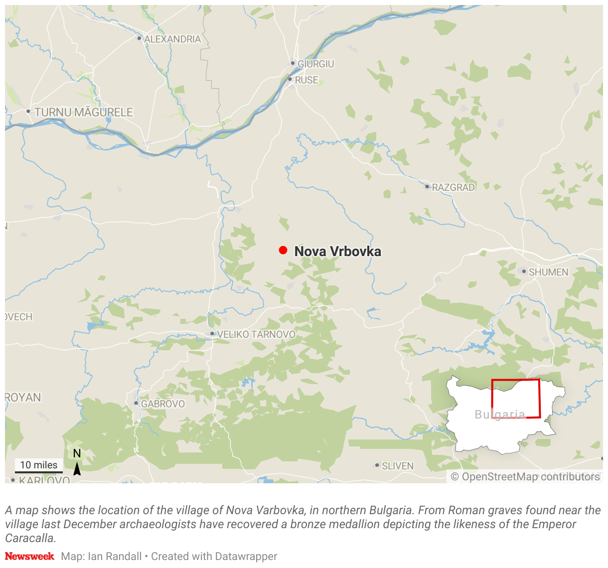 A map shows the location of the village of Nova Varbovka, in northern Bulgaria.