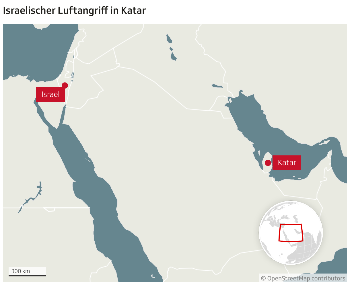Israelischer Luftangriff in Katar (Locator-Karte)