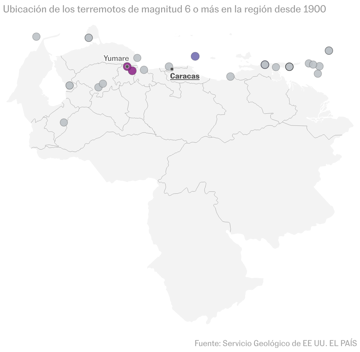 En 1900 se registró el máximo seísmo en Venezuela: magnitud 7,7 (Mapa del símbolo)