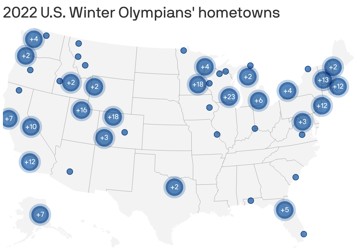 2022 U.S. Winter Olympians' hometowns